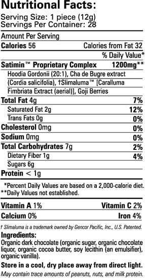 Organic Dark Chocolates ChocoLeans Nutritional Facts