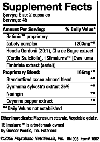 HoodiaLean Supplement Facts
